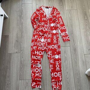 CBR One Piece Jumpsuit Women Large Red Long Sleeve Front Buttons Down